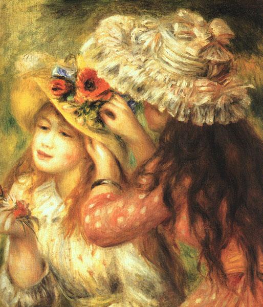 Pierre Renoir Girls Putting Flowers in their Hats France oil painting art